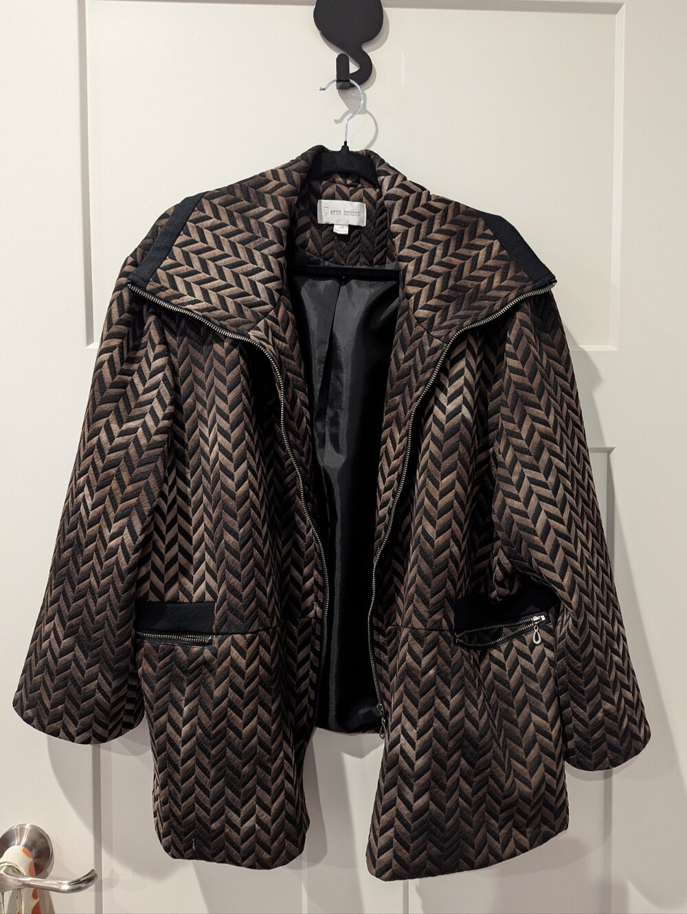 Black and Brown Chevron Quilted Jacket